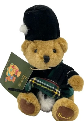 Oso de peluche Harrods Knightsbridge bolso escocés pipa 7" etiquetas sentadas Foto 1 de 4