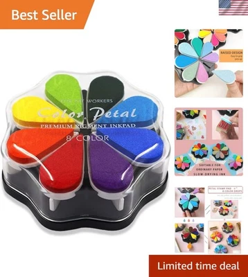 Rainbow Petal Ink Pad Set - 8 Colors for Kids' Scrapbooking & Finger Painting - Image 1 of 4