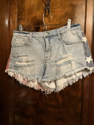 Шорты Mossimo Supply Patriotic Jean Booty с флагом США с высоким подъемом размер 10/30 - Изображение 1 из 4