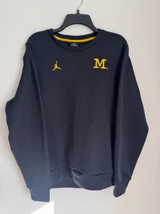 Jordan Michigan Wolverines Pullover Mens L Blue Jumpman Logo Pocket Sweater - Picture 1 of 9