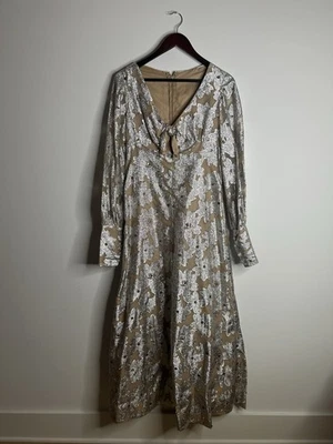 Vintage 1970’s Dress Women’s Floral Metallic Gown Party Disco  - Image 1 of 4
