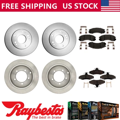 For 1997-2004 Mitsubishi Diamante Front Rear Brake Rotors & Ceramic Brake Pads - Image 1 of 4