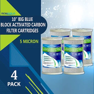 4 pcs Big Blue CTO Carbon Block Water Filters 4.5" x 10" Whole House Cartridges - Picture 1 of 10