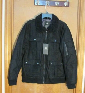Young Men's "Rock & Republic" Size XXL, Black, Faux Fur Collar, Front Zip, Coat - Picture 1 of 6