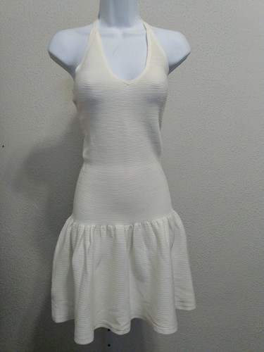 OFF WHITE Victoria Secret Women's Ribbed Off White Knit Halter Fit Flare Dress Size SP