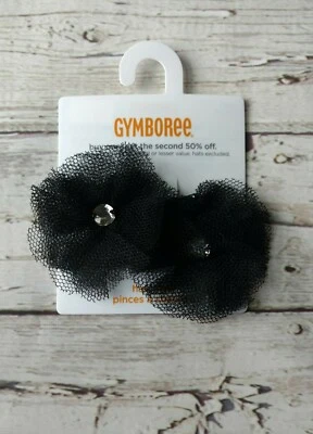 NWT Gymboree Merry Occassions black tulle with gem bobby pin hair clips set gift - Image 1 of 2
