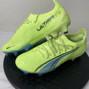 PUMA Ultra Ultimate FG/AG Fizzy Light Parisian Yellow Blue Soccer Cleats Sz 5 - Picture 1 of 13