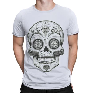 Green Sugar Skull Day Of The Dead T-Shirt Mens Boys Girls Floral Design #D - Picture 1 of 23