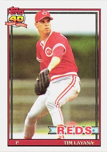 1991 - Topps -- TIM LAYANA -- Card # 627 -- Cincinnati Reds --- Baseball Card - Picture 1 of 2