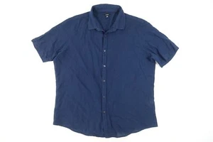 ALFANI NAVY BLUE 2XL SHORT SLEEVE WOVEN BUTTON FRONT SHIRT MENS NEW - Picture 1 of 6
