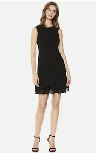Calvin Klein NEW Elegant BLACK Cocktail Tiered Chiffon Hem Sheath Dress size 8 - Picture 1 of 5