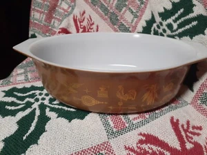 PYREX piatto casseruola ovale modello primi americani 2,5 QT vintage - Foto 1 di 5