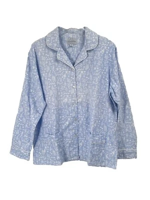 Lanz of Salzburg Blue Flannel Button Down Pajama Top Sz Small - Image 1 of 4