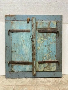 OLD ANTIQUE RARE HANDMADE OLD COLOR WALL HANGING WOODEN WINDOW DOOR WITH MIRROR - Picture 1 of 12