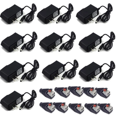 12V Power Supply 1A 24W Adaptor for LED Strip Lights AC110V to DC12V Transformer - Image 1 of 4