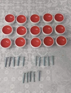 15 Red And White Dresser Wardrobe Drawer Knobs With Screws - Picture 1 of 7