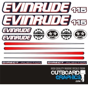 Evinrude 115hp Ficht outboard engine decals/sticker kit - Picture 1 of 1