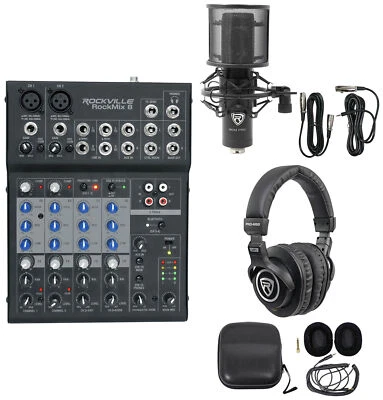 Rockville ROCKMIX 8 Channel USB Mixer w/Compressor/Bluetooth + Mic + Headphones - Image 1 of 4