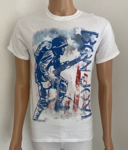 Bon Jovi Small Band T-shirt 2013 'Because We Can' Tour Music White 100% Cotton - Picture 1 of 11