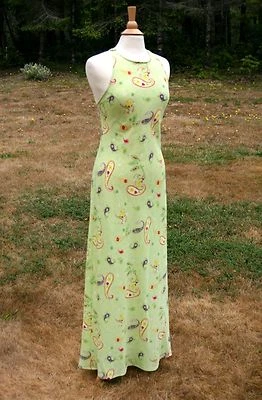 Maxi Vestido Solero Largo Sherbet Claro Kiwi Verde Floral Patrón Paisley Talla 11  Foto 1 de 4