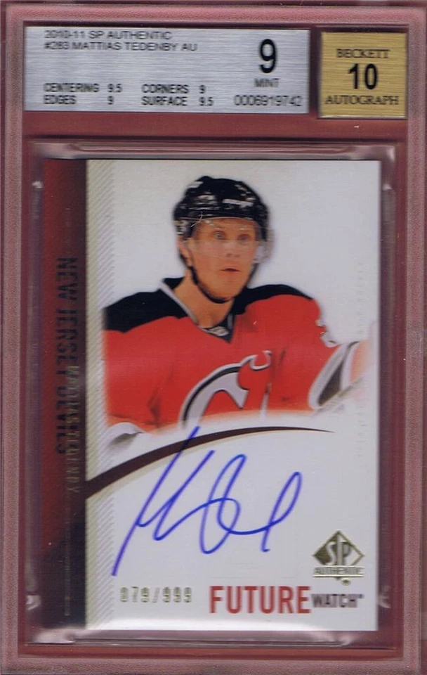MATTIAS TEDENBY 2010-11 SP AUTHENTIC FUTURE WATCH /999 #283 BGS 9 AUTO 10 - Image 1 of 1