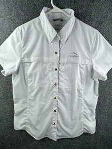 Camicia donna LL Bean manica corta con bottoni pesca escursionismo outdoor bianca media - Foto 1 di 15