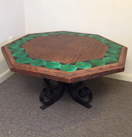 Vintage Octagon California Tile Top Wrought Iron Coffee Table Pick up Houston Cover