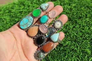 Anillos superpuestos de plata surtidos de piedras preciosas anillos hechos a mano para mujeres anillos NT-14 - Imagen 1 de 12