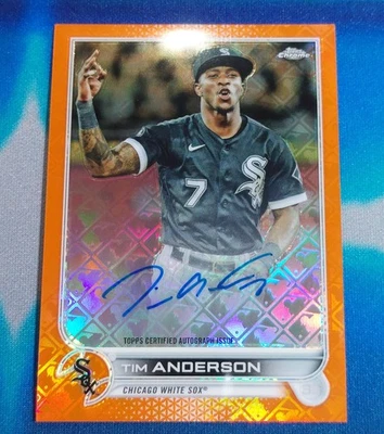 Tim Anderson 2022 Topps Chrome Logofractor ORANGE Auto #CA-TA White Sox SP 24/25 - Image 1 of 2