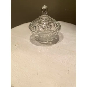 Vintage Cut Crystal Candy Dish with Lid Starburst Pattern Trinket Holder - Picture 1 of 3