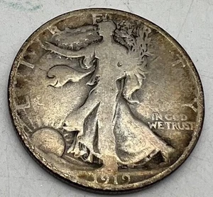 1919 50C Walking Liberty Half Dollar- Circulated- S (No Mint Mark) - Picture 1 of 7
