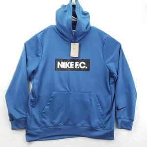 NEW Nike F.C. Hoodie Mens XL Blue Dri-FIT Pullover Sweatshirt Soccer DC9075-407 - Picture 1 of 14