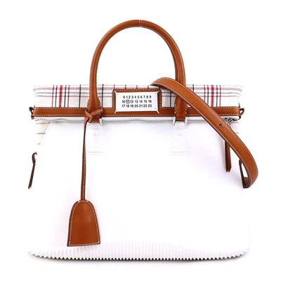 Auténtico Bolso de Hombro Maison Margiela 5AC Blanco/Marrón Goma/Lona h30833a Foto 1 de 4