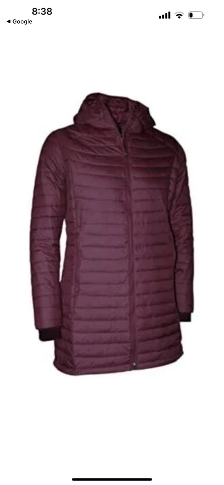 Abrigo chaqueta acolchada larga acolchada púrpura Columbia Omni Heat para mujer pequeño Foto 1 de 4