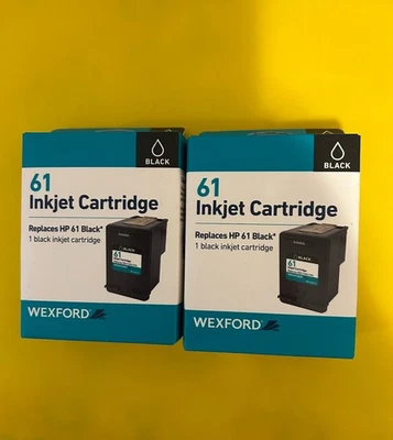 2 New WEXFORD Inkjet Cartridge Replaces HP 61, Black Ink Cartridges - Image 1 of 4