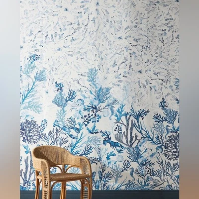 Nuevo papel tapiz azul mural langosta Anthropologie Maeve Foto 1 de 4