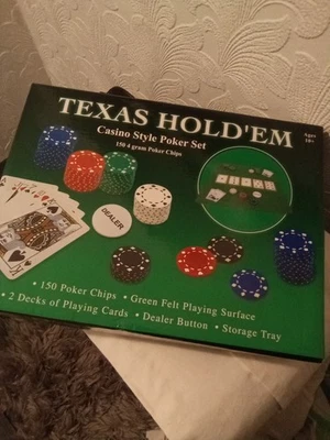 Texas Holdem Poker Chips Set  1 Pack Cards Missing - Image 1 of 4