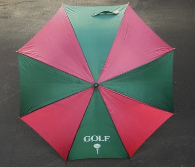 REVISTA DE GOLF ROJO Y VERDE NYLON 40" ANCHO PARAGUAS DE GOLF CON MANGO DE MADERA ¡NUEVO CON ETIQUETAS! Foto 1 de 4