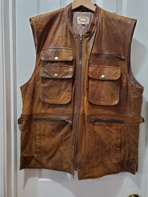 PENDING PU Vintage Banana Republic Distressed Leather Vest-Brown-Men's L - Image 1 of 4
