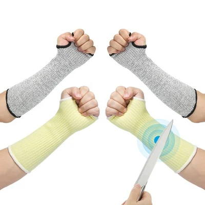2Pairs XS Arm Protectors Sleeve Cut Resistant Sleeve with Thumb Hole Yellow Gray Foto 1 de 4