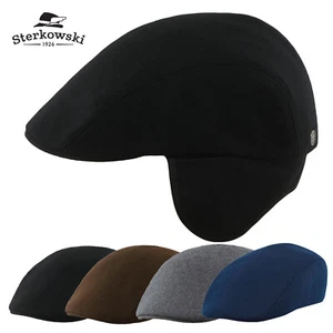 Sterkowski NORTE Wolle Flatcap Ohrenklappe Traper Herbst Winter schwarz braun grau blau - Bild 1 von 45