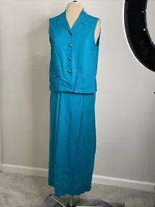 Stonebridge Mujer Azul Teal Falda Top Conjunto Dos Piezas Traje de Negocios De Colección Talla M - Imagen 1 de 12