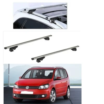 BARRE PORTATUTTO ALLUMINIO VOLKSWAGEN TOURAN ANNO 2015 CON RAILS SERRATURE K9 - Immagine 1 di 4