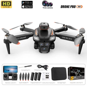 RC Drone With 6K HD ESC Dual Camera WIFI FPV Foldable Quadcopter 3 Battery Black - Picture 1 of 11