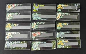 15 Antique Glass Name Tags Place Cards Hand Painted Flowers Frosted Dinner - Picture 1 of 5