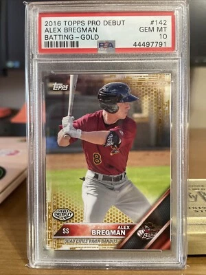 Alex Bregman 2016 Topps Pro Debut Gold /50 Rookie Card #142 PSA 10 RC Low Pop 1 - Image 1 of 4