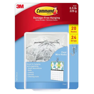 Pack of 20, Command Small Wire Hooks, 20 ct.  Clear - Image 1 of 4