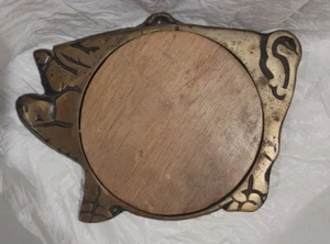 Pig Hog Piggy Trivet Vintage 8.5" Cast Iron  Wood Center Fun Farmhouse BBQ - Picture 1 of 2