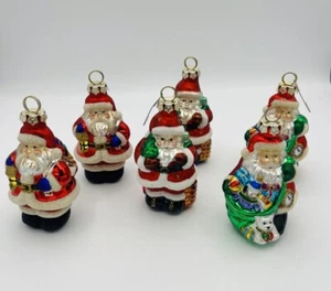 Lotto di 6 decorazioni natalizie Babbo Natale in vetro OWC vintage - Foto 1 di 8