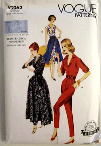VINTAGE 50'S REPRINT~VOGUE V2062~ SLACK SUIT/ SKIRT~JUMPSUIT/SKIRT ~SZ 8 - 16 - Picture 1 of 3